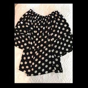 Black and White Polka Dot Off or On Shoulder Top